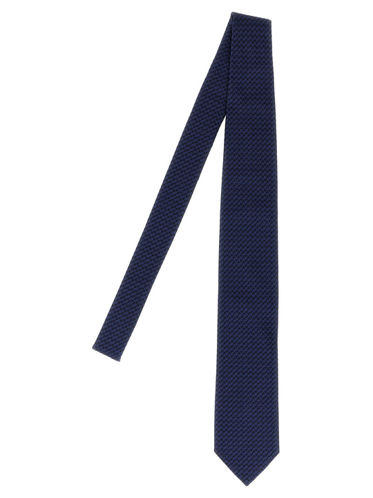 Patterned Silk Tie Cravatte Blu