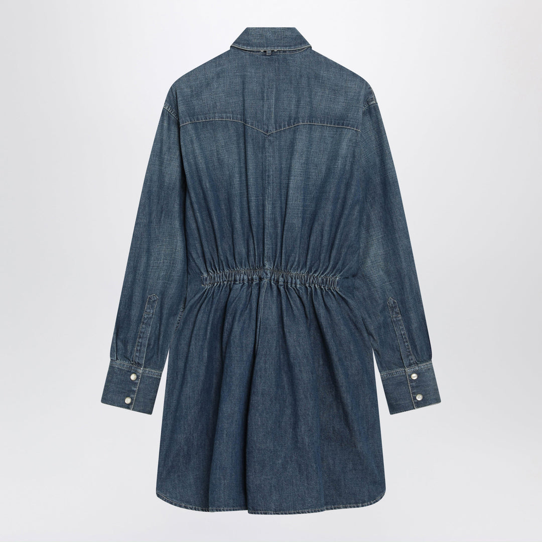 Valentino Garavani Robe en Denim Bleu Medium Avec Foulard à Pois