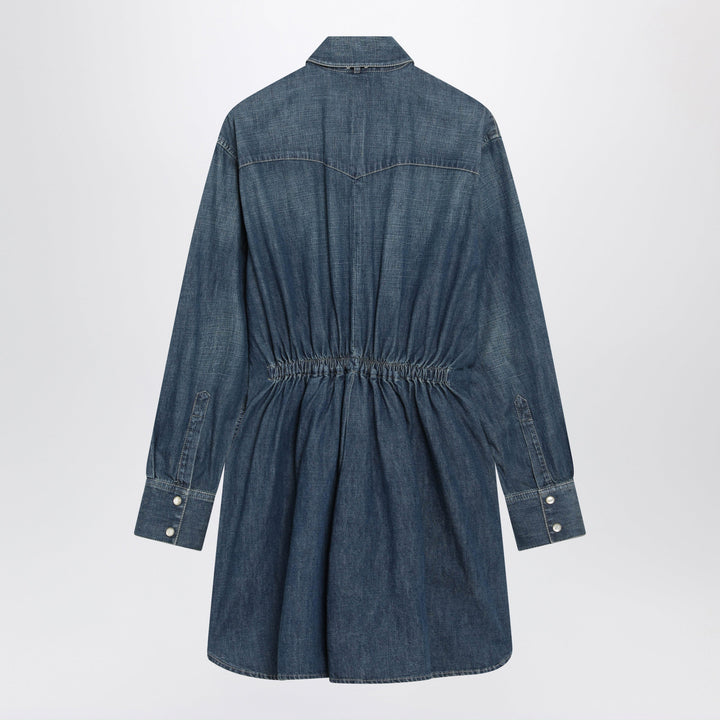 Valentino Garavani Robe en Denim Bleu Medium Avec Foulard à Pois
