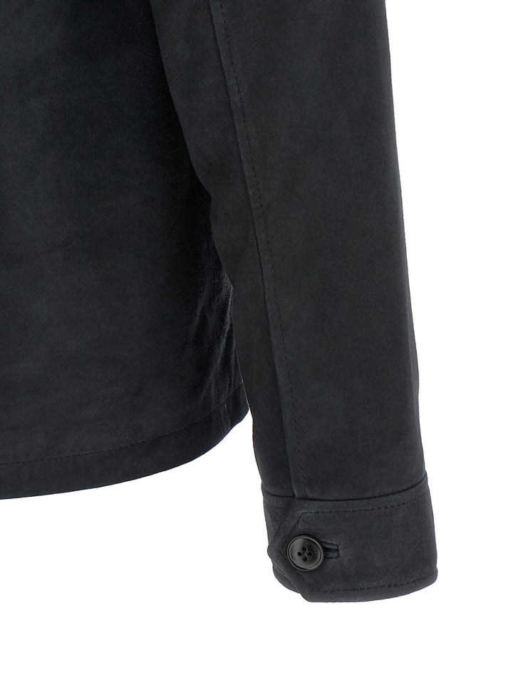 Pal Zileri Suede Overshirt Puffer Jackets - Blu | 9330fde8e551b6b1eaf26929f81853b3fd741eef