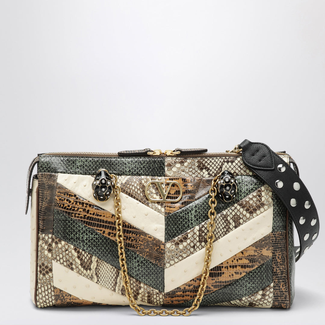 Valentino Garavani Medium Panthea Shoulder Bag In Exotic Leather With Chevron Pattern
