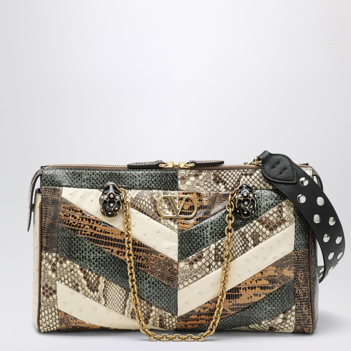 Valentino Garavani Medium Panthea Shoulder Bag In Exotic Leather With Chevron Pattern