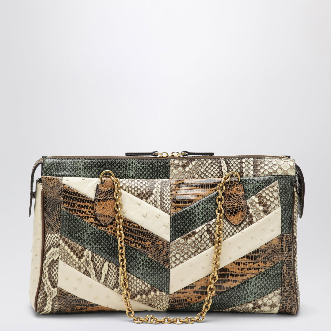 Valentino Garavani Medium Panthea Shoulder Bag In Exotic Leather With Chevron Pattern