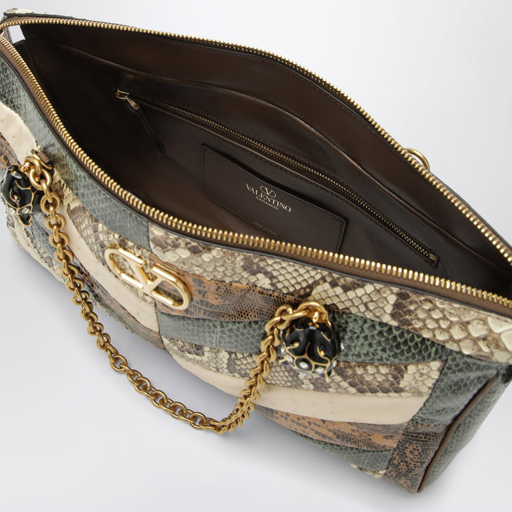 Valentino Garavani Medium Panthea Shoulder Bag In Exotic Leather With Chevron Pattern