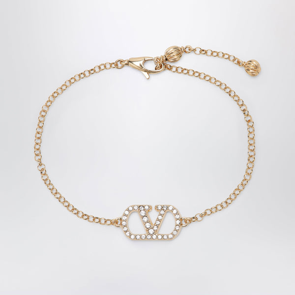 Gold-Tone V Logo Signature Armband mit Kristallen