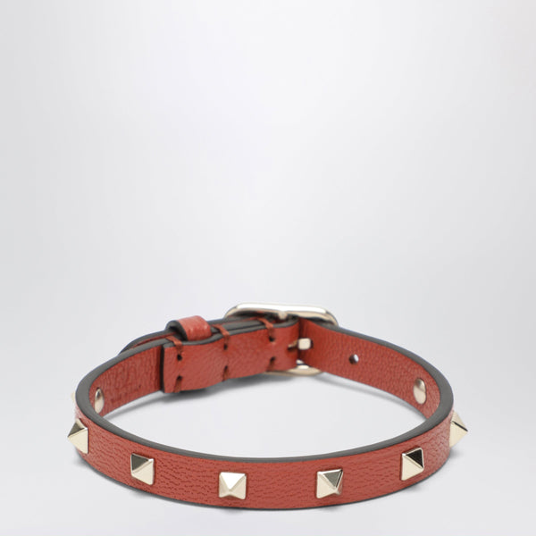 Mohnrotes Rockstud Lederarmband