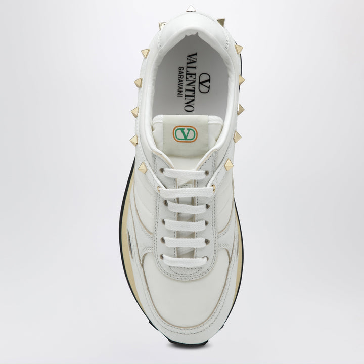 Valentino Garavani Stud Up White Suede And Nylon Sneakers