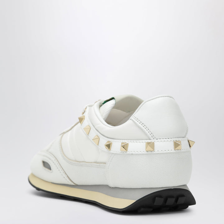Valentino Garavani Stud Up White Suede And Nylon Sneakers