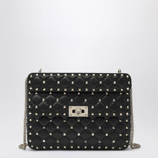 Medium Rockstud Spike Bag In Black Nappa Leather