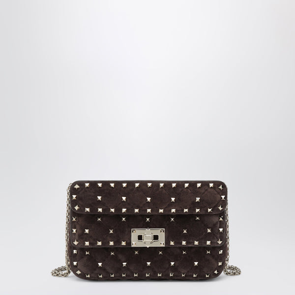 Rockstud Spike Bag In Brown Suede