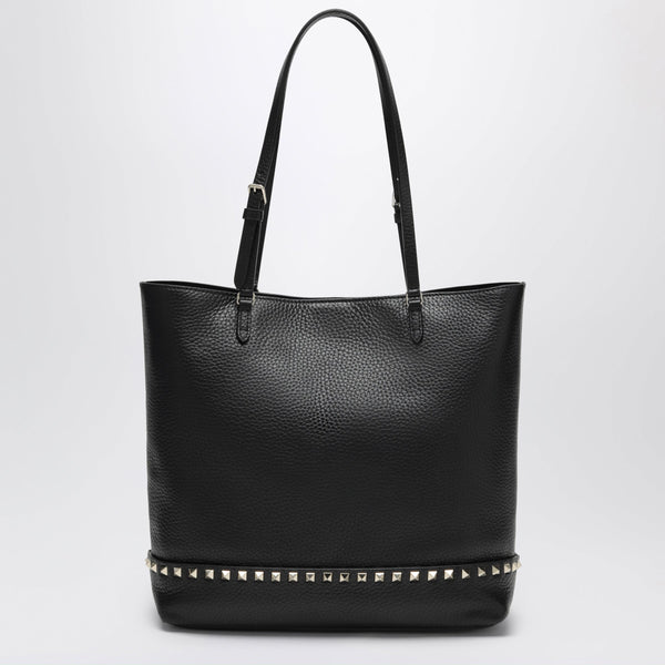 Medium Rockstud Shopper Bag In Black Leather