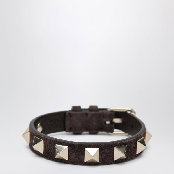 Rockstud Bracelet In Ebony Brown Suede Leather