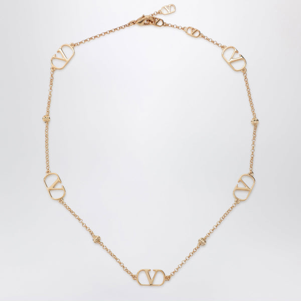 V Logo Signature Necklace In Gold-Tone Metal