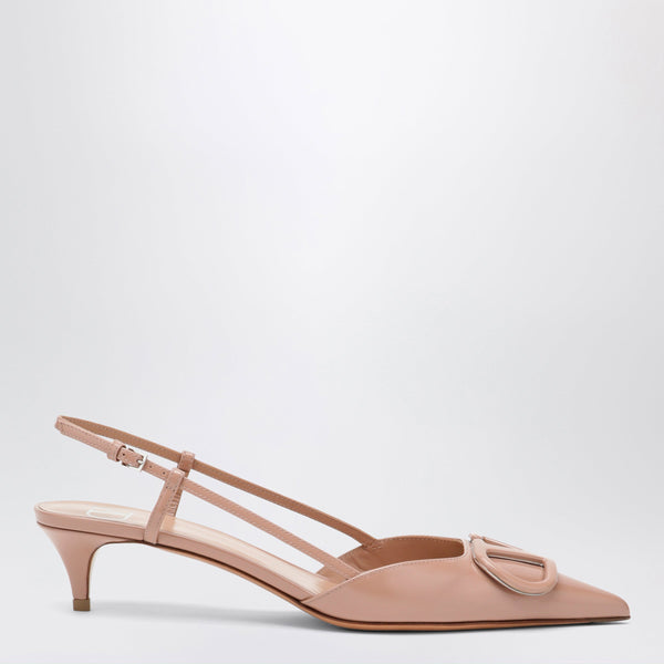Cinnamon Pink V Logo Signature Patent Leather Slingback Pumps