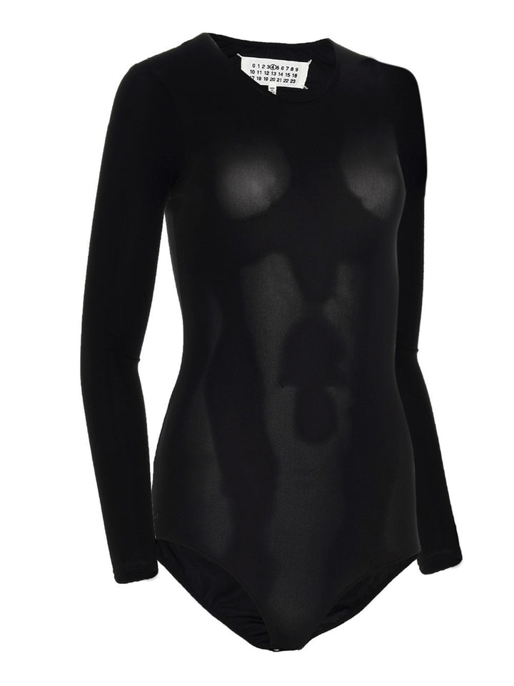 Maison Margiela Long Sleeves Crew Neck Bodysuit Top - Nero | 61282ab379e7baedd104b29d0c44d8e0fbaf62e9