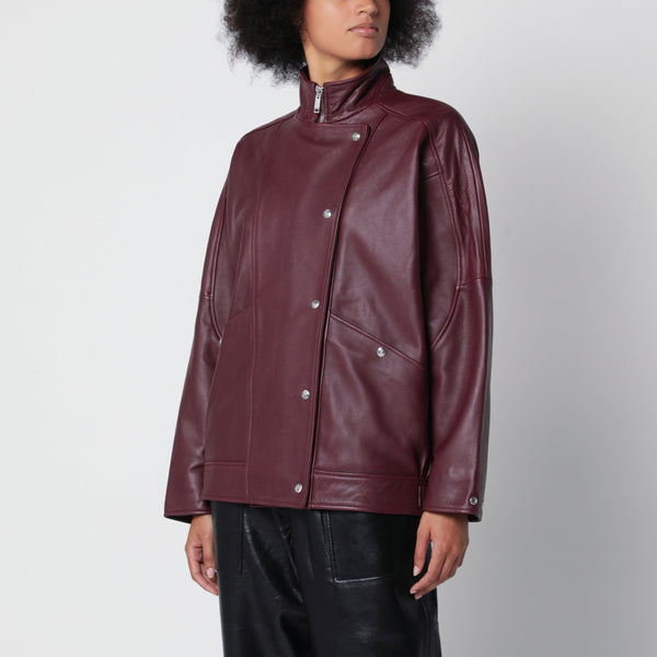 Burgundy Sandy Jacket In Pebbled Leather