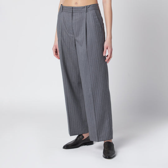 Trent Cropped Trousers In Light Grey Fabric
