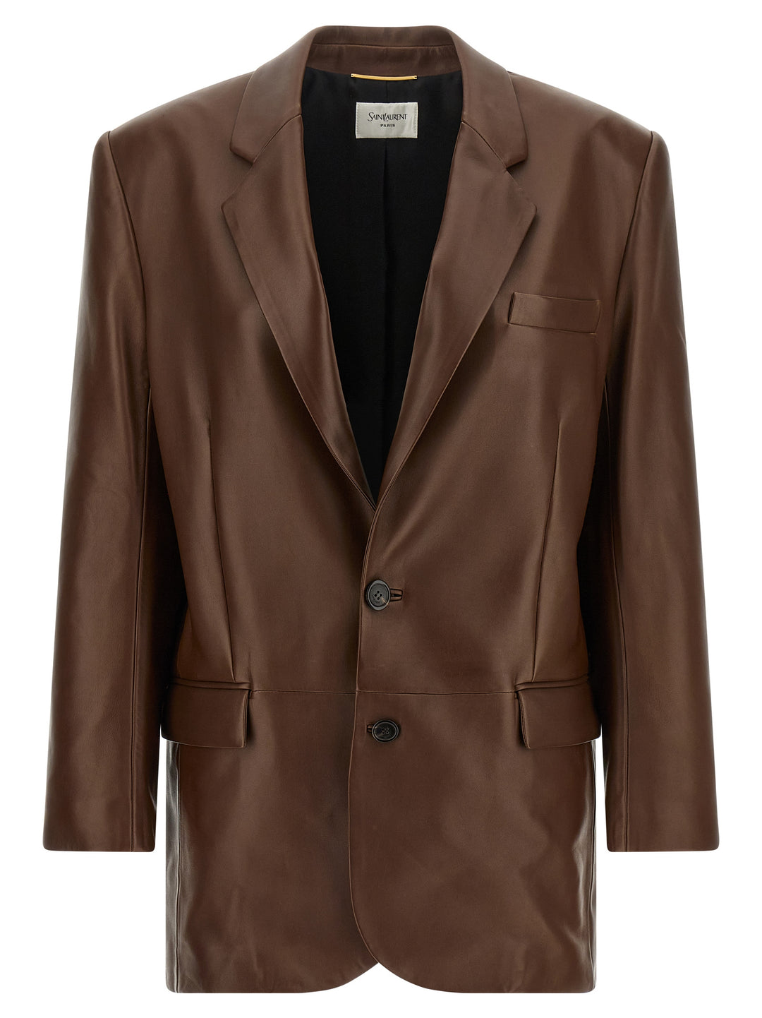 Saint Laurent Leather Blazer BlazerS - Marrone | d92bb009756e10dc119d0e83d8b471de82c58820