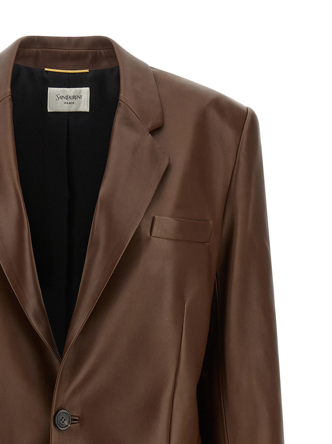 Saint Laurent Leather Blazer BlazerS - Marrone | b781845ff7397e479e5ed06d327d0709bfc27fc3