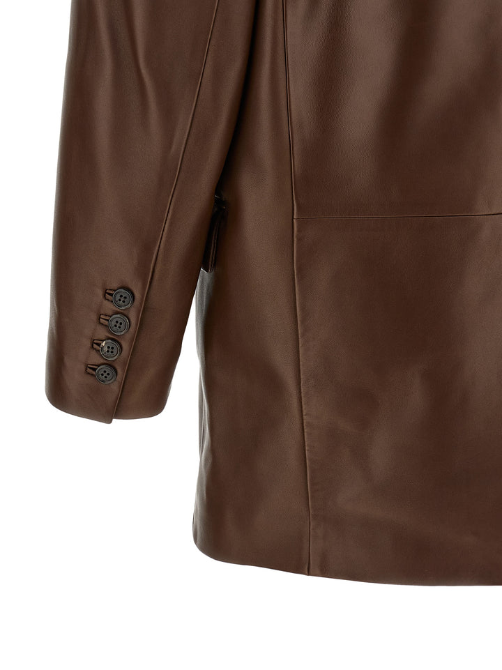 Saint Laurent Leather Blazer BlazerS - Marrone | c18cd1e47f8fa9c1df3e1359e88725fc710e3341