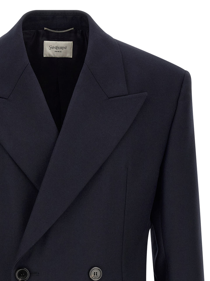 Saint Laurent Felted Wool Gabardine  Jacket Blazer - Blu | 97536cd7925c7eb4572ca4569a796384eb851a25