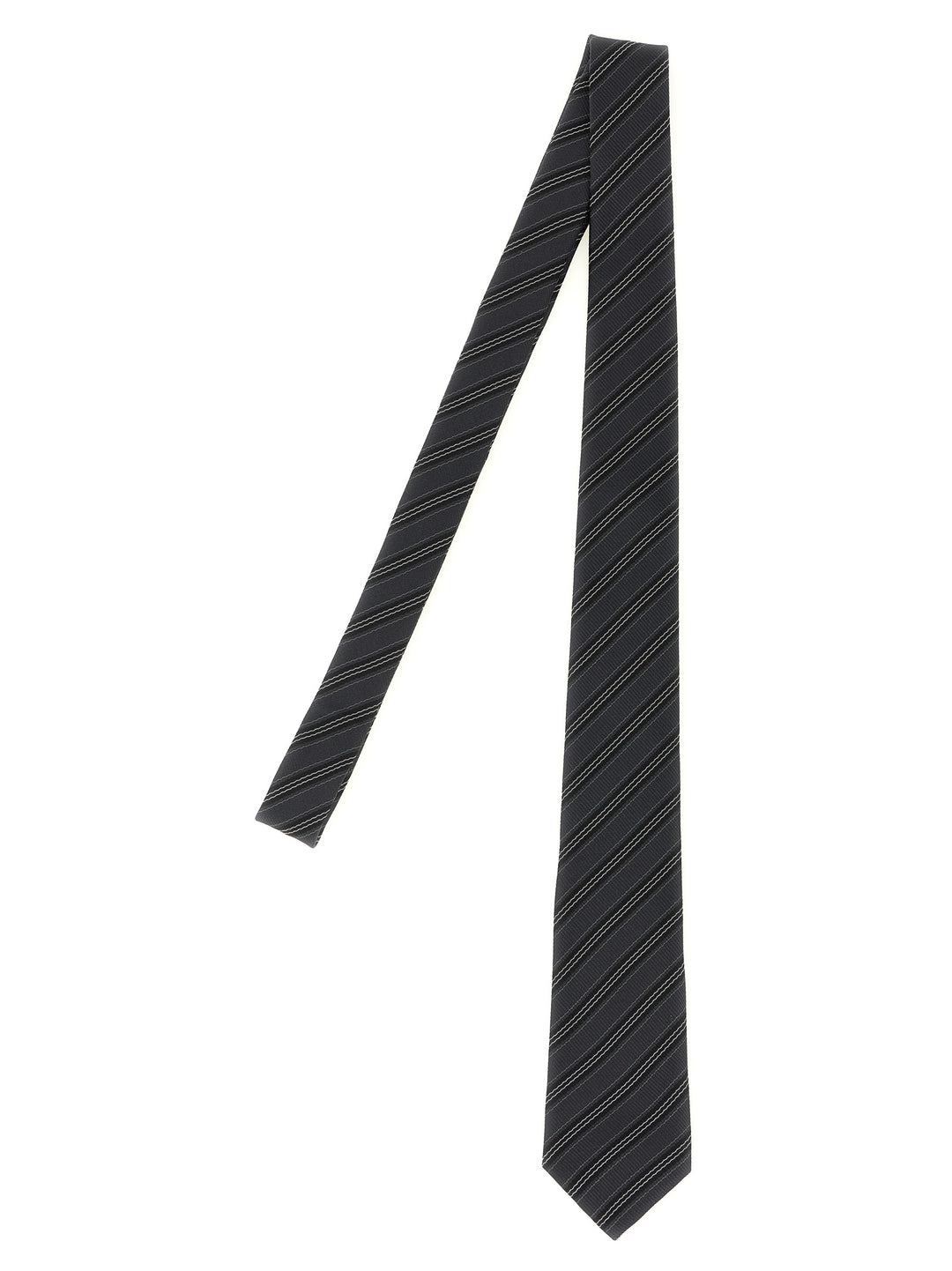 Saint Laurent Striped Tie Cravatte - Grigio | f40608967d7cdced06b03785359616446a1f525d