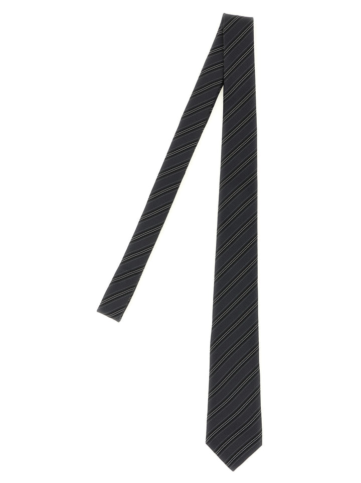 Saint Laurent Striped Tie Cravatte - Grigio | f40608967d7cdced06b03785359616446a1f525d