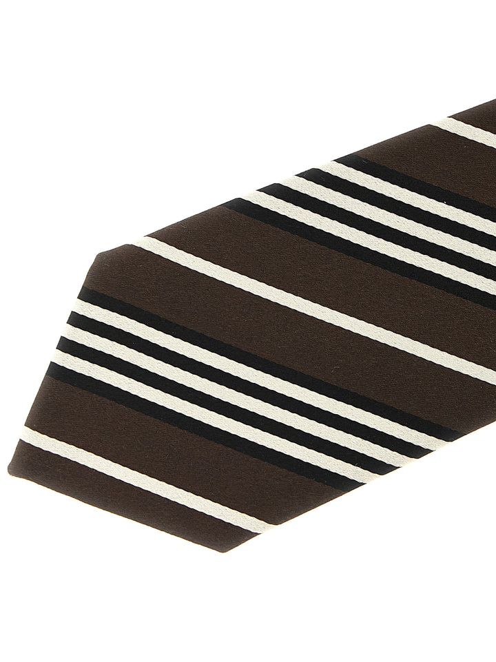 Saint Laurent Diagonal Striped Tie Cravatte - Marrone | d9d0e8cfc47a3f2973c96c21a7df31e22475b443