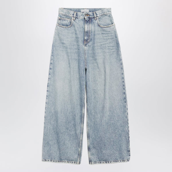 Wide-Leg Light Blue Cotton Jeans
