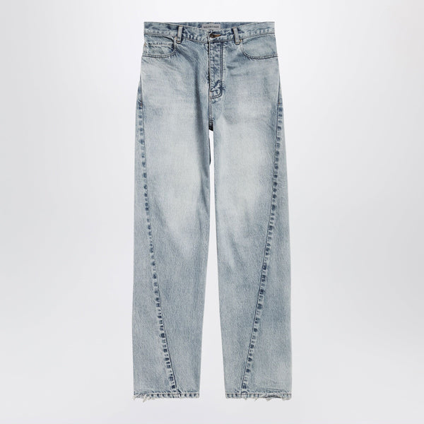 Jeans mit gedrehten Nähten aus hell ausgewaschenem Denim