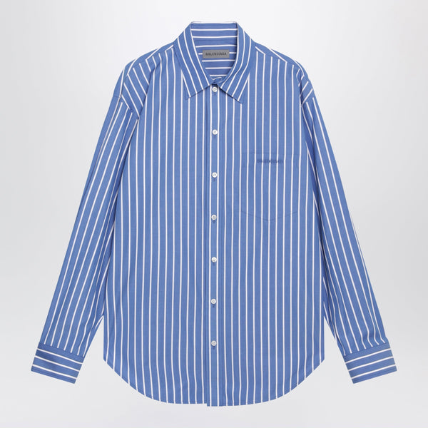 Camisa a Rayas Azules de Algodón