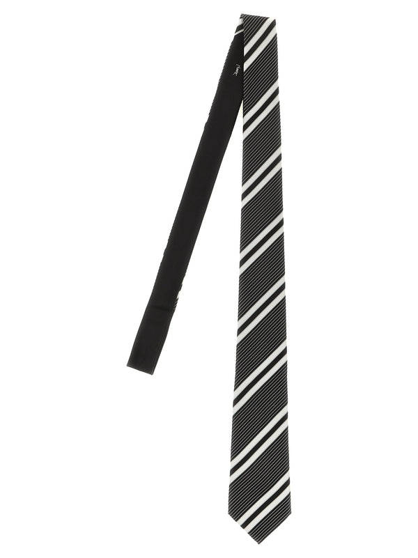 Jacquard Diagonal Striped Tie White/Black