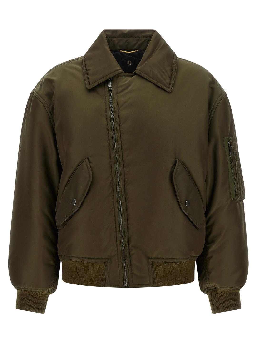 Saint Laurent Removable Shearling Neck Bomber Jacket Puffer Jackets - Verde | 1cbf7f7e4ae180d89005317981c752f907a89703