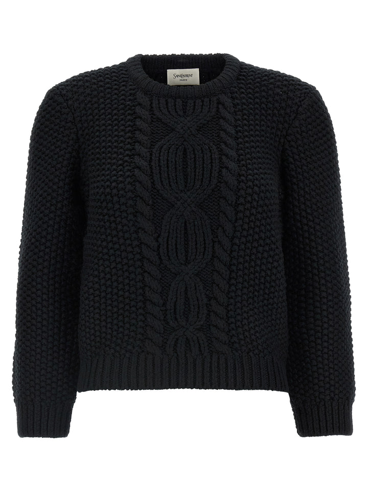 Saint Laurent Wool Sweater With Processing Maglioni - Nero | 0b85c8ede28cea29def0c866af402b108ee8b277