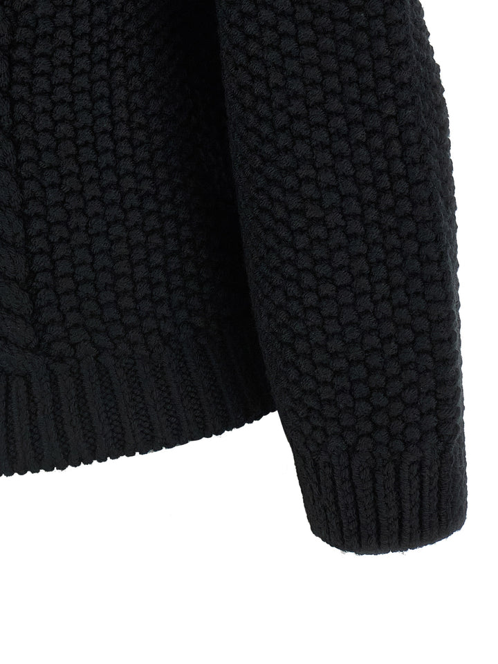 Saint Laurent Wool Sweater With Processing Maglioni - Nero | b28d11aba861bd55db9b892f32bebfc3848e723d