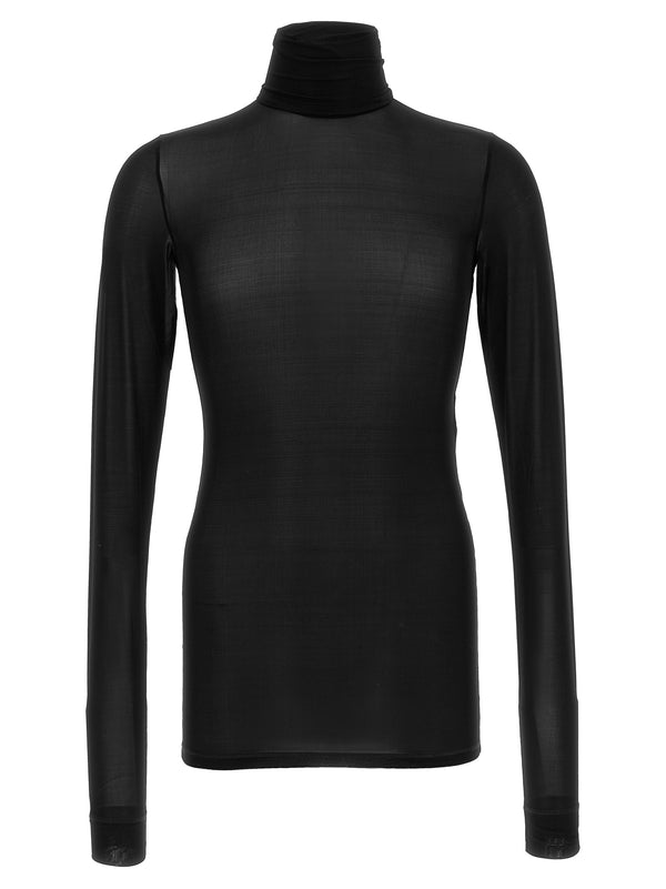 Semi-Transparent Turtleneck Sweater T Shirt Nero