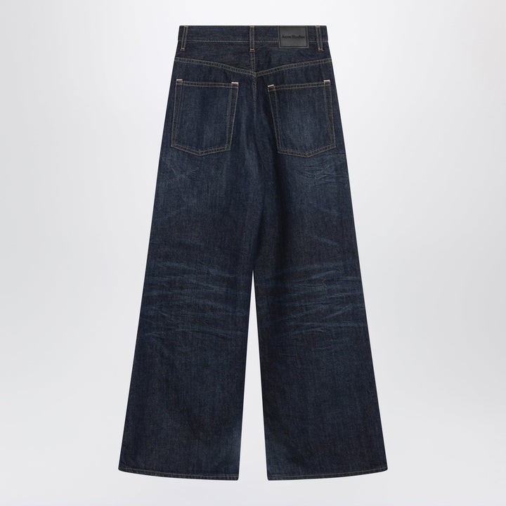 Acne Studios Dark Blue Jeans In Faded Denim