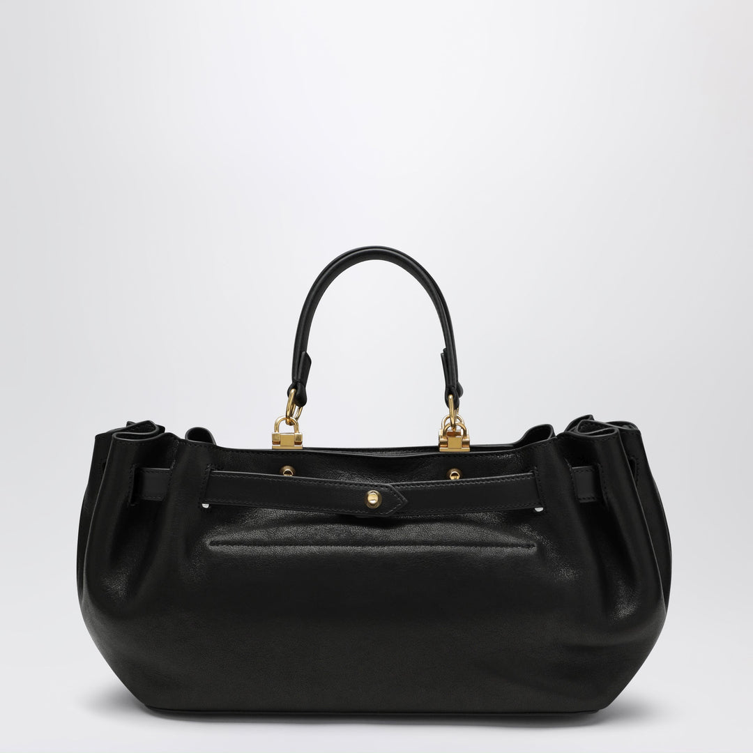Balenciaga Small Schwarze Lederhandtasche Fan Carry All