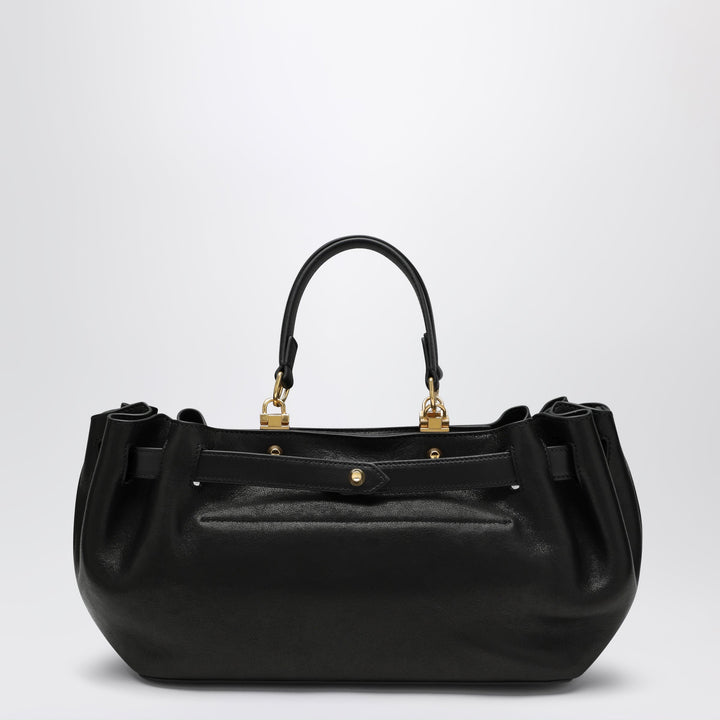 Balenciaga Small Schwarze Lederhandtasche Fan Carry All