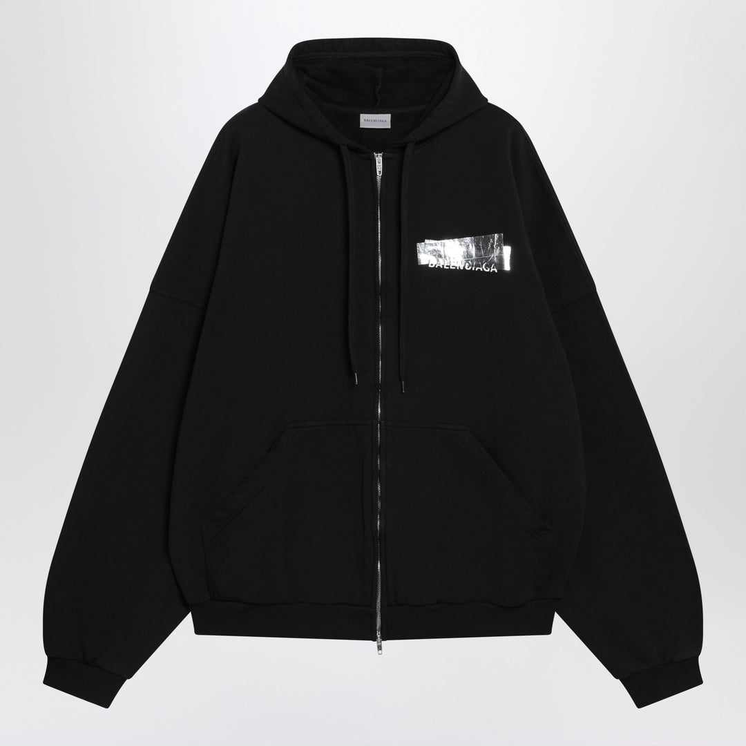 Balenciaga Schwarzes Baumwoll-Sweatshirt mit Reißverschluss