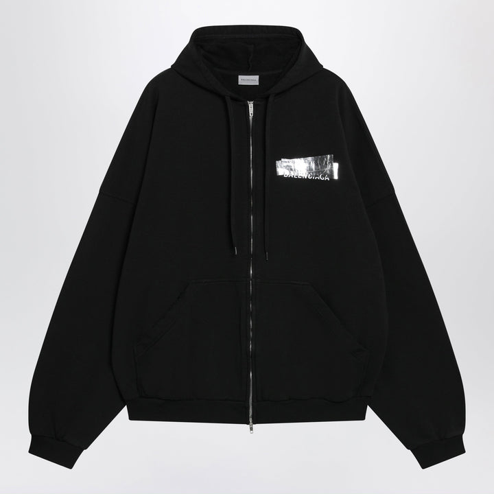Balenciaga Schwarzes Baumwoll-Sweatshirt mit Reißverschluss