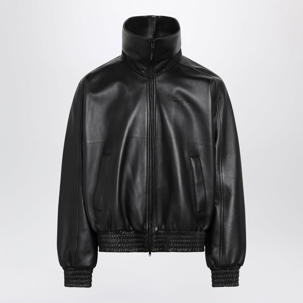Black Leather Jacket With Logo