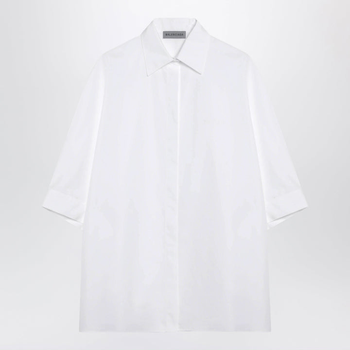 Balenciaga Camisa Oversize de Popelín de Algodón Blanca