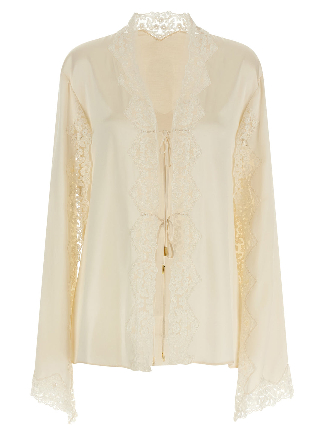 Alberta Ferretti Satin And Lace Shirt Camicie - Beige | d8675f919b05a0c05193c94c0b18060a2a0e200c