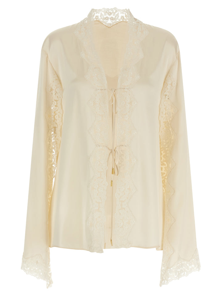 Alberta Ferretti Satin And Lace Shirt Camicie - Beige | d8675f919b05a0c05193c94c0b18060a2a0e200c