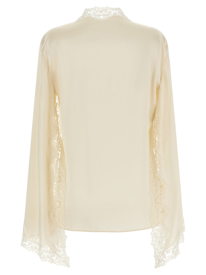 Alberta Ferretti Satin And Lace Shirt Camicie - Beige | c753601ddb297c51ea1bd0e2b54c0641c866847b
