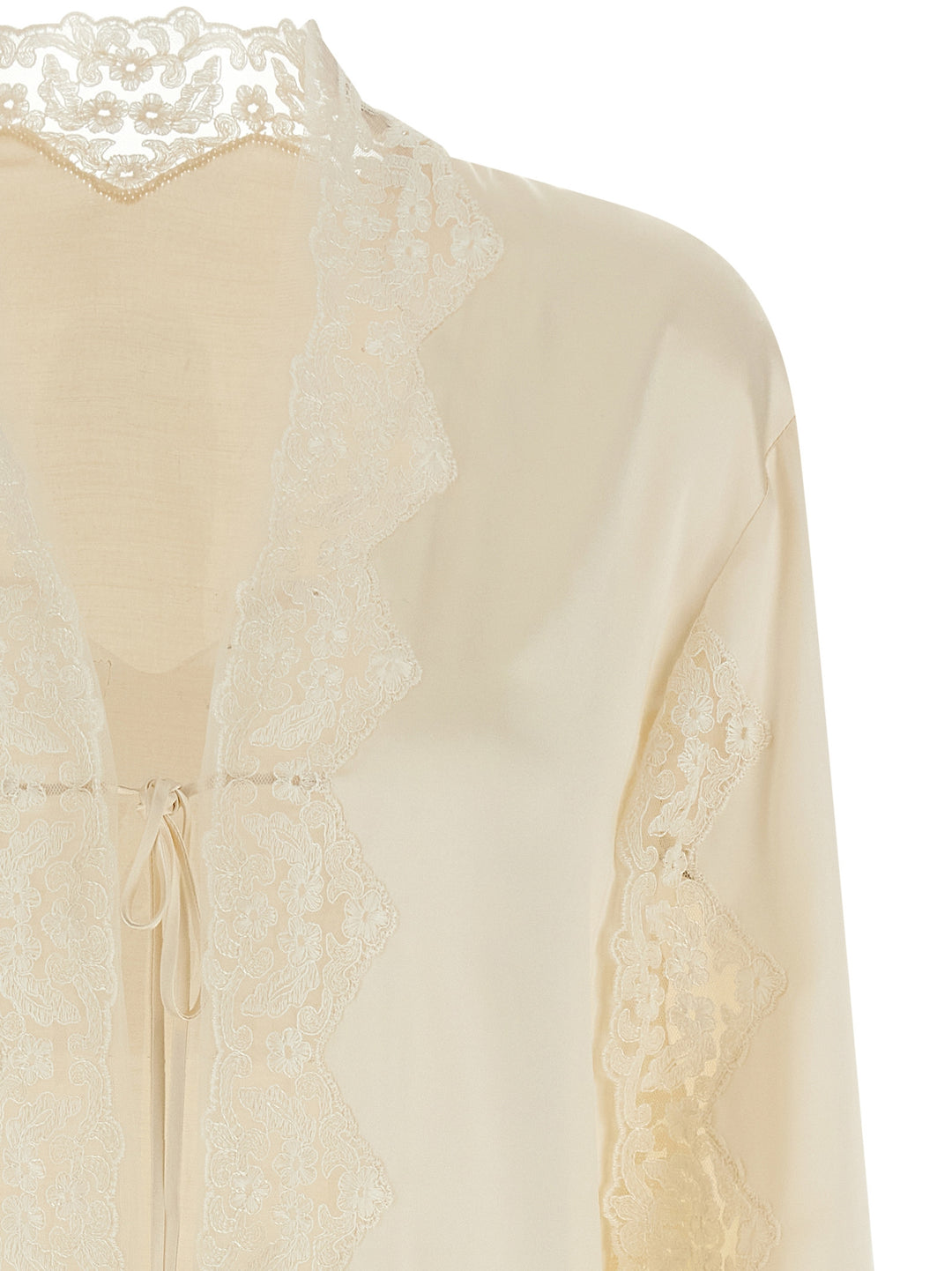 Alberta Ferretti Satin And Lace Shirt Camicie - Beige | 2a00828c39100cda72cbf3e3f84a782a97234801