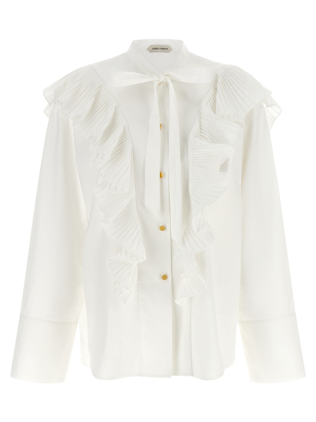 Alberta Ferretti Pleated Ruffle Shirt Camicie - Bianco | 7f1244f6ef2041447b561b2da92d53c039d27dbd