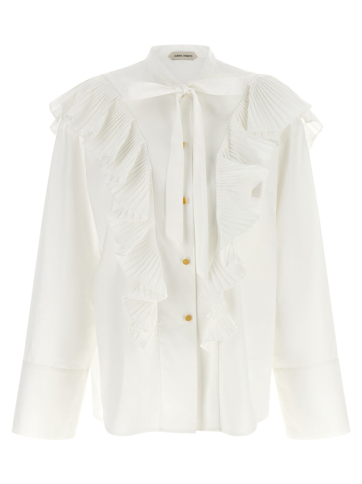 Alberta Ferretti Pleated Ruffle Shirt Camicie - Bianco | 7f1244f6ef2041447b561b2da92d53c039d27dbd
