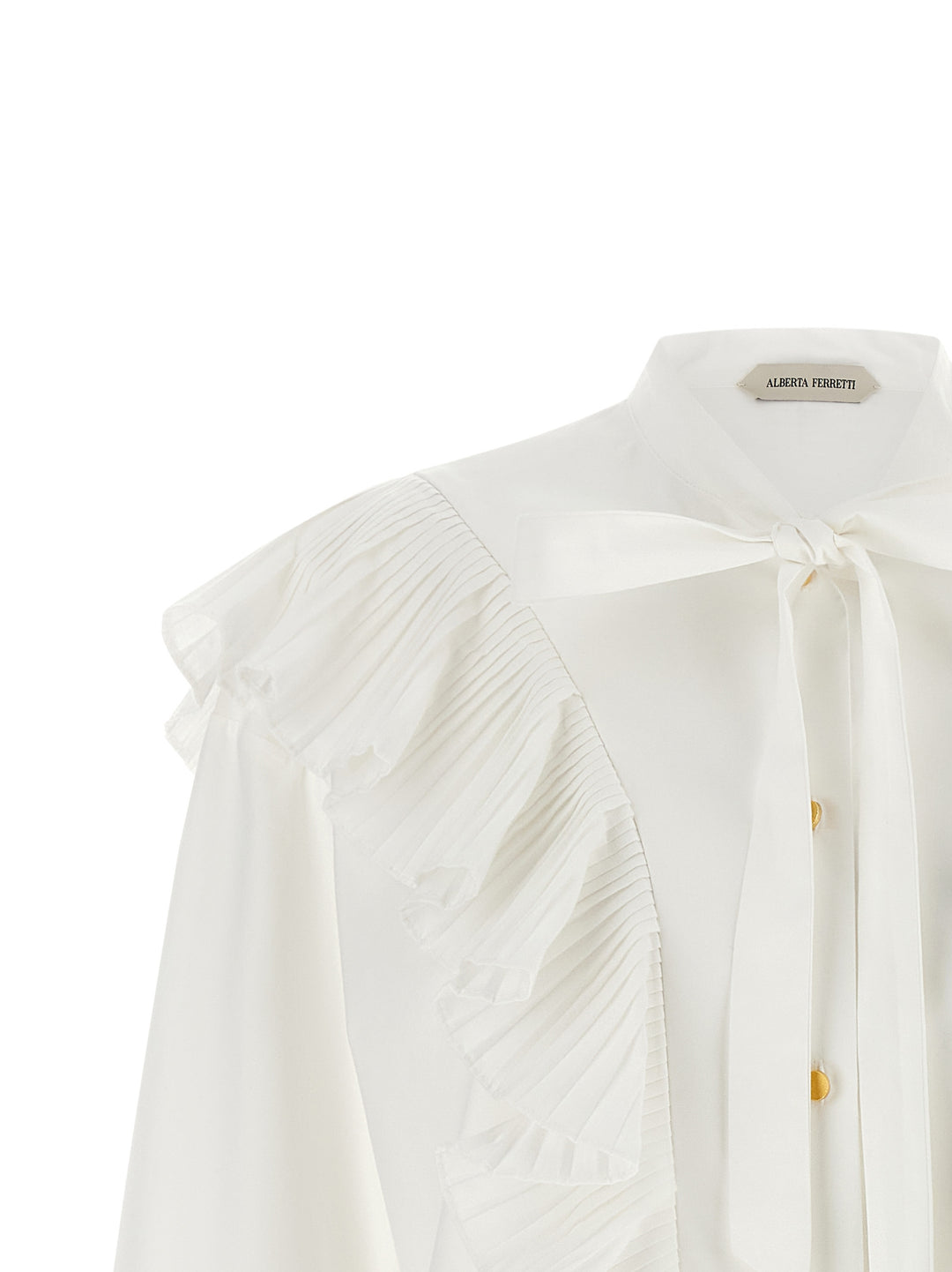 Alberta Ferretti Pleated Ruffle Shirt Camicie - Bianco | cc8d83aa7fdb321ef8656d9824912043f579577f